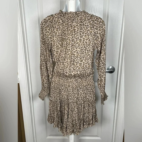 Skylar & Madison Brown Animal‎ Print Leopard Small Mini Ruffled Dress - Picture 4 of 6
